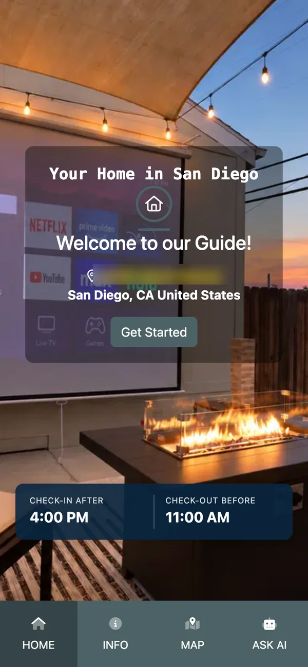 The home's interactive guest guidebook on a phone